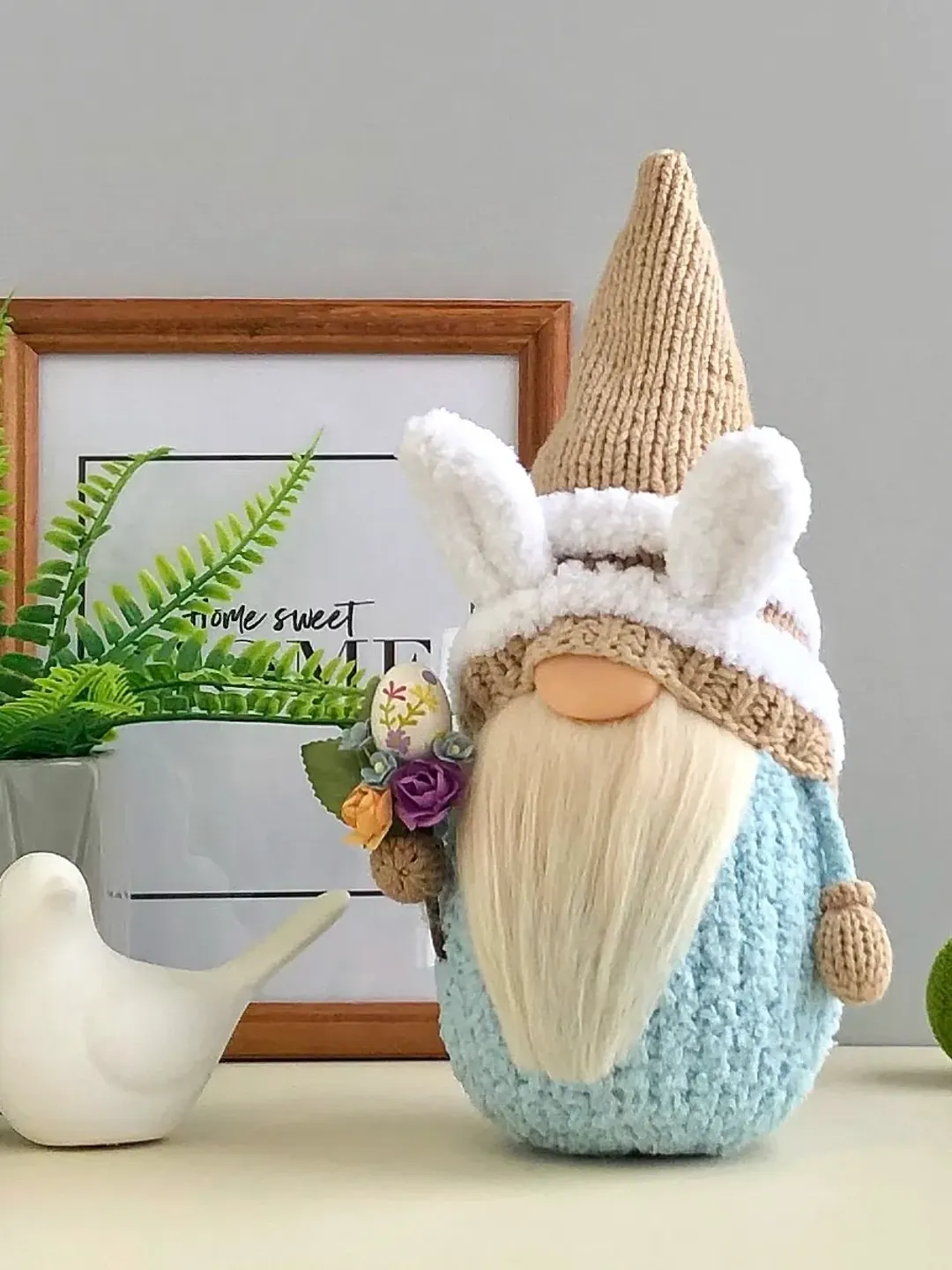 Easer bunny gnome, Easter decoration, Stuffed Gnome with ears, Spring gnome decor