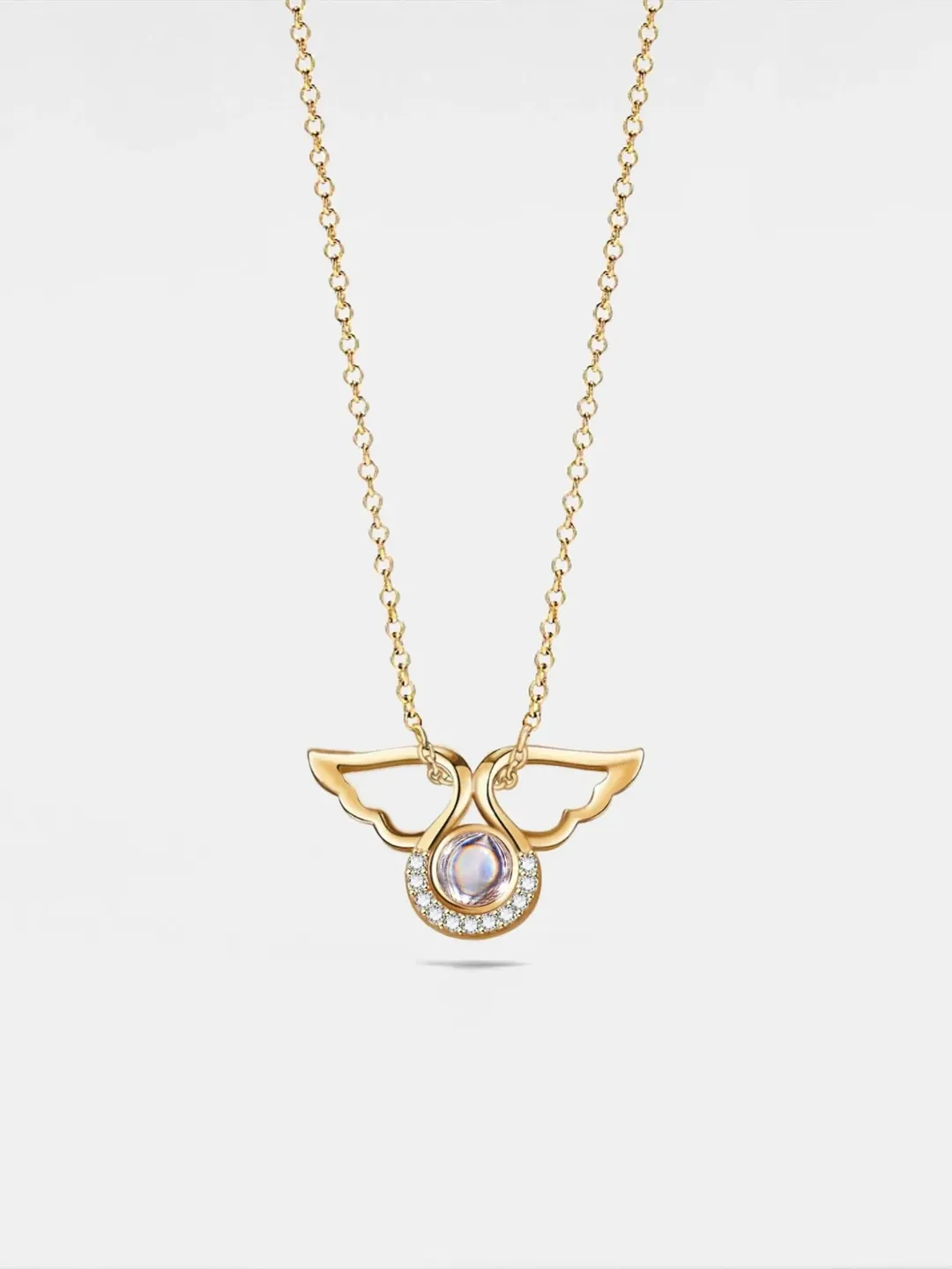 PERIMADE Angel Wing Projection Necklace • Customized Memorial Photo Pendant • Personalized Picture Inside Jewelry • Trendy Best Friend Gift