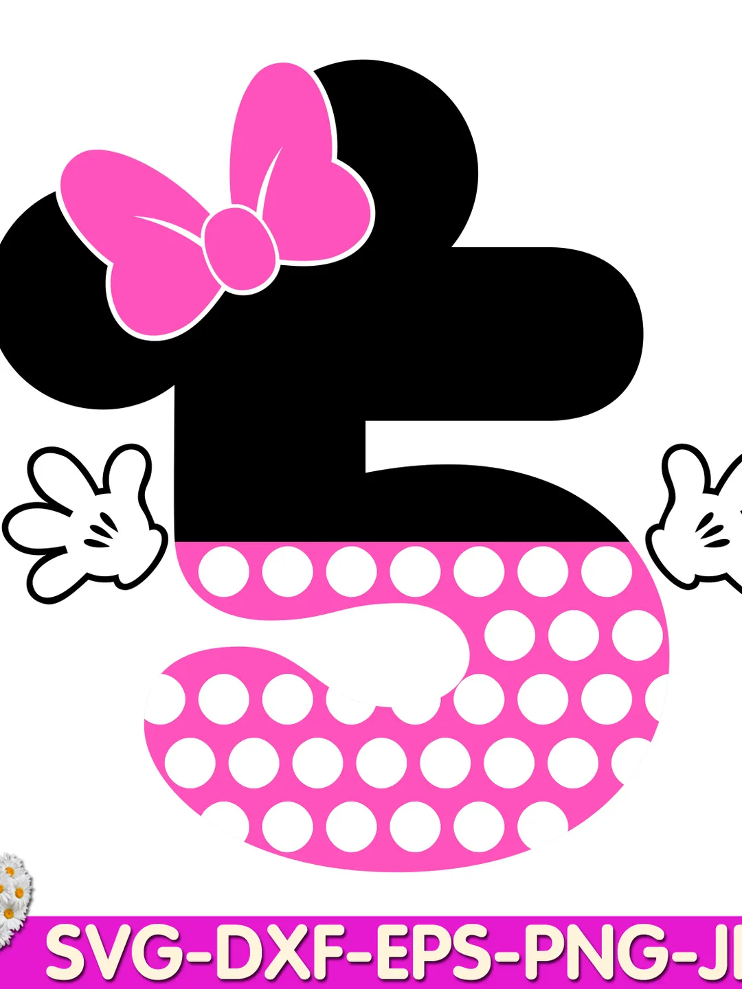 Mouse Number five mouse Birthday Oh Toodles Girls number fifth digital design Cricut svg dxf eps png ipg pdf cut file