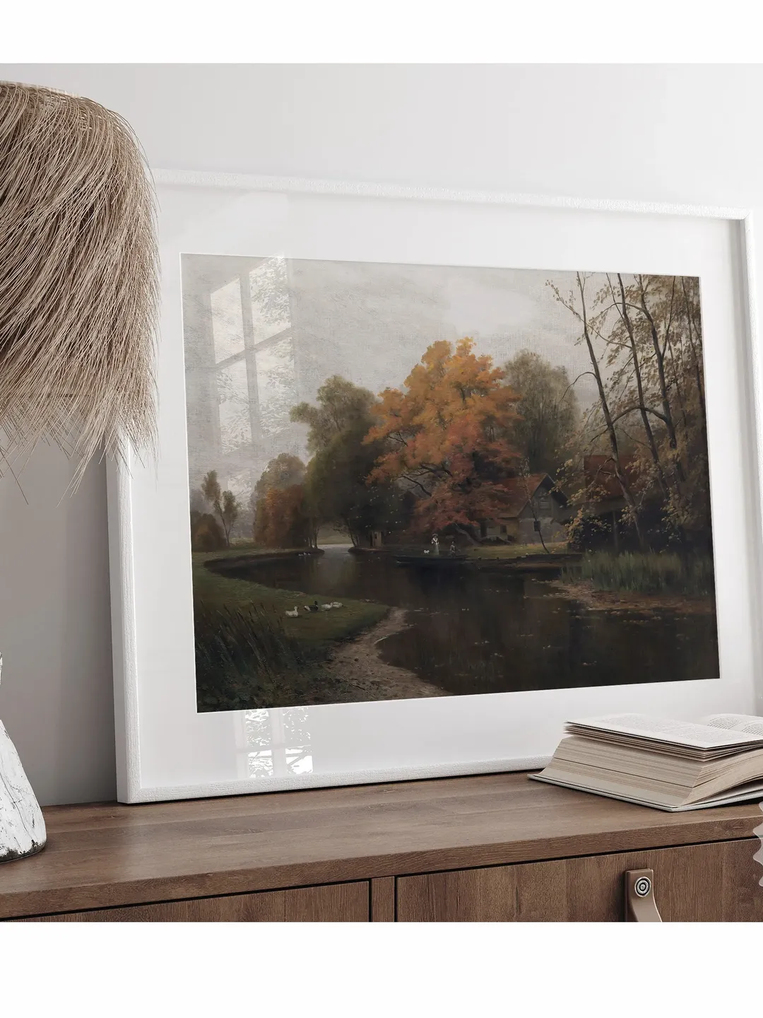 Vintage Autumn Landscape Oil Painting, Printable Wall Art, Country Fall ...