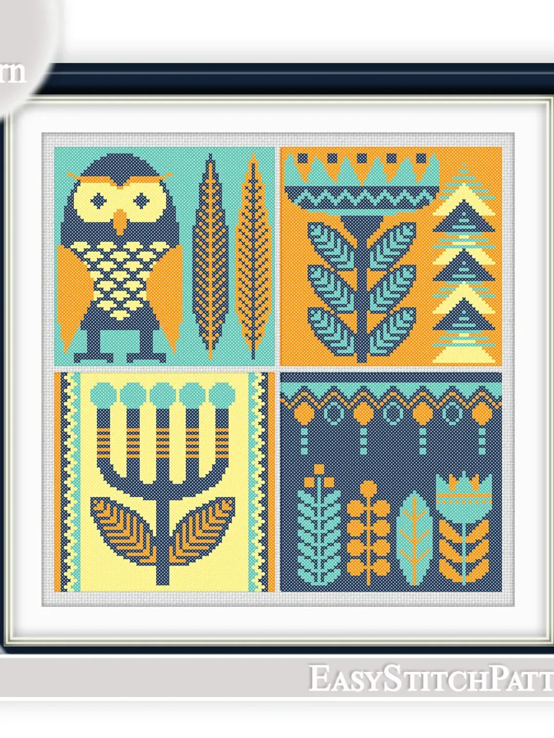 Scandinavian Cross Stitch Pattern. Boho cross stitch pattern. Traditional folk cross stitch.