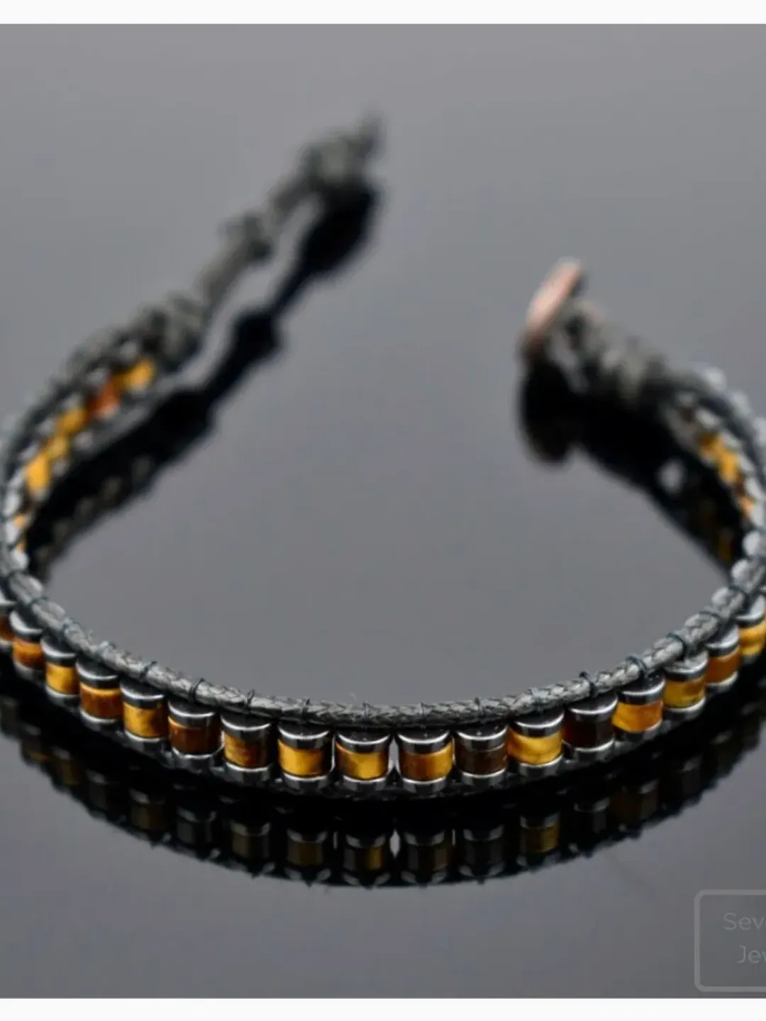 Natural Tiger's Eye Bracelet Slim, Masculine Bracelet, Handmade Gemstone Bracelet, Stylish Design Armlet, Valentine's Gifts