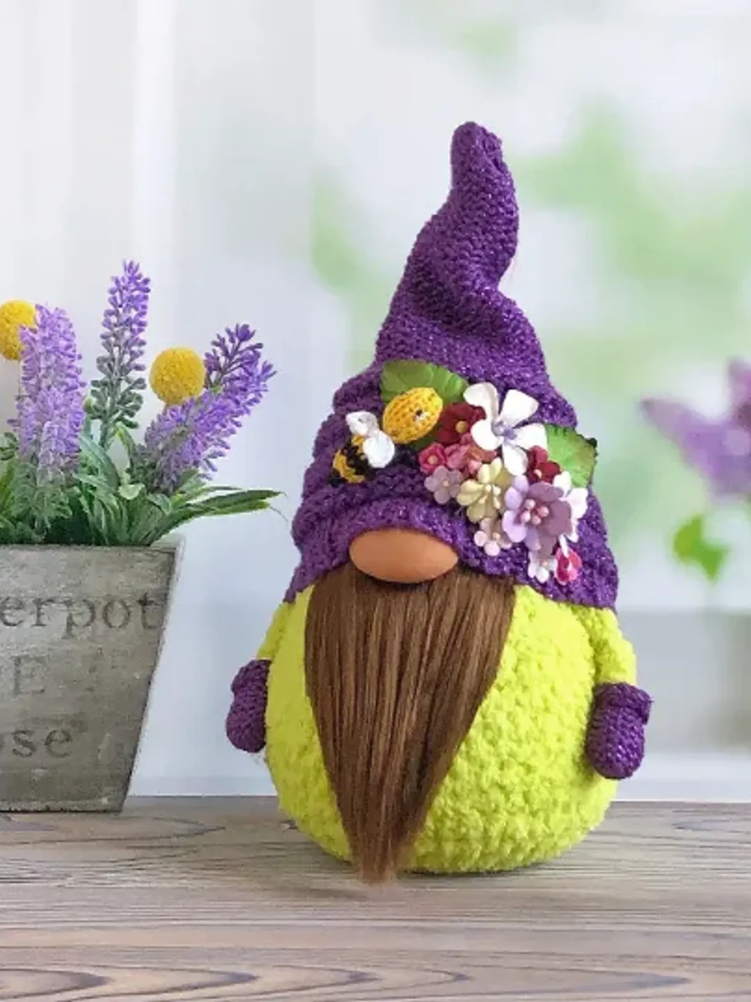 Spring gnome decor, Halloween gnome, Stuff gnome with hat, Holiday decoration, Easter decoration