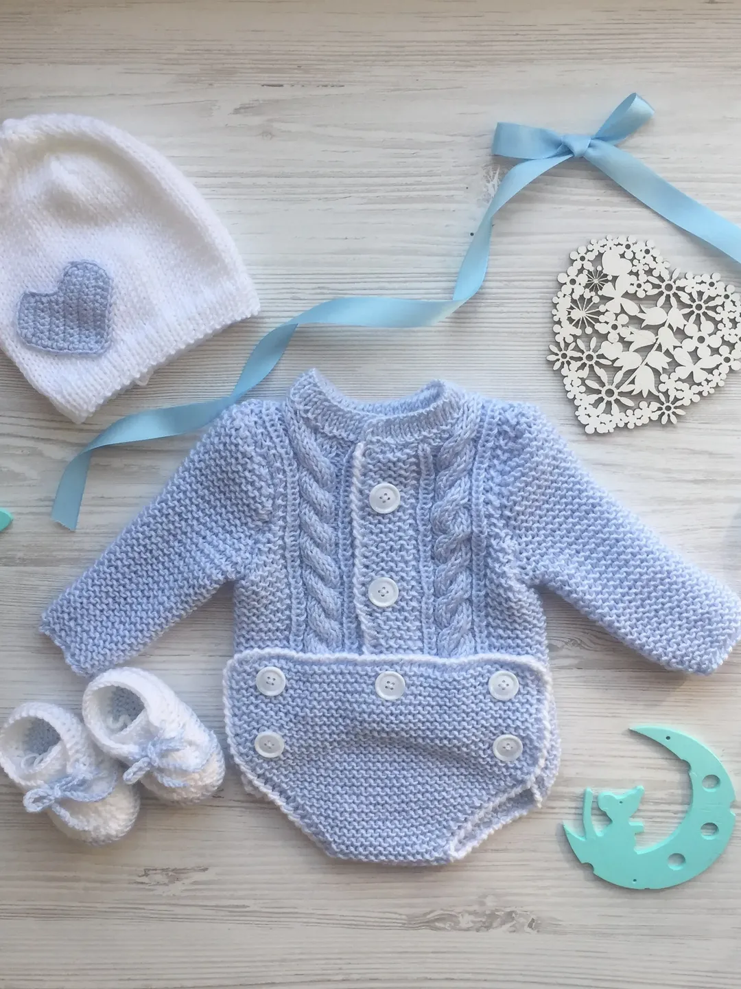 Outfit for newborn boy. Handmade outfit. Knit outfit for baby boy. Take home outfit. Baby shower gift for boy.  Baptism gift for boy.