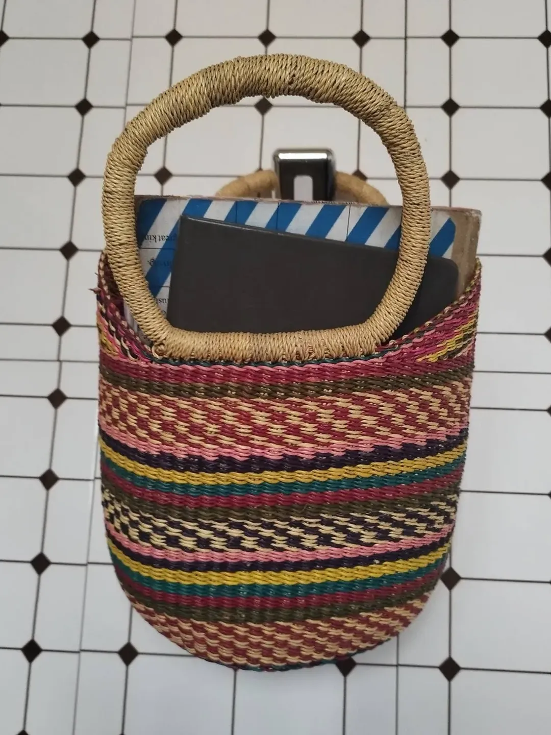 African Wall Basket, Woven Wall Basket, Woven African Bolga Market Basket, Picnic Basket
