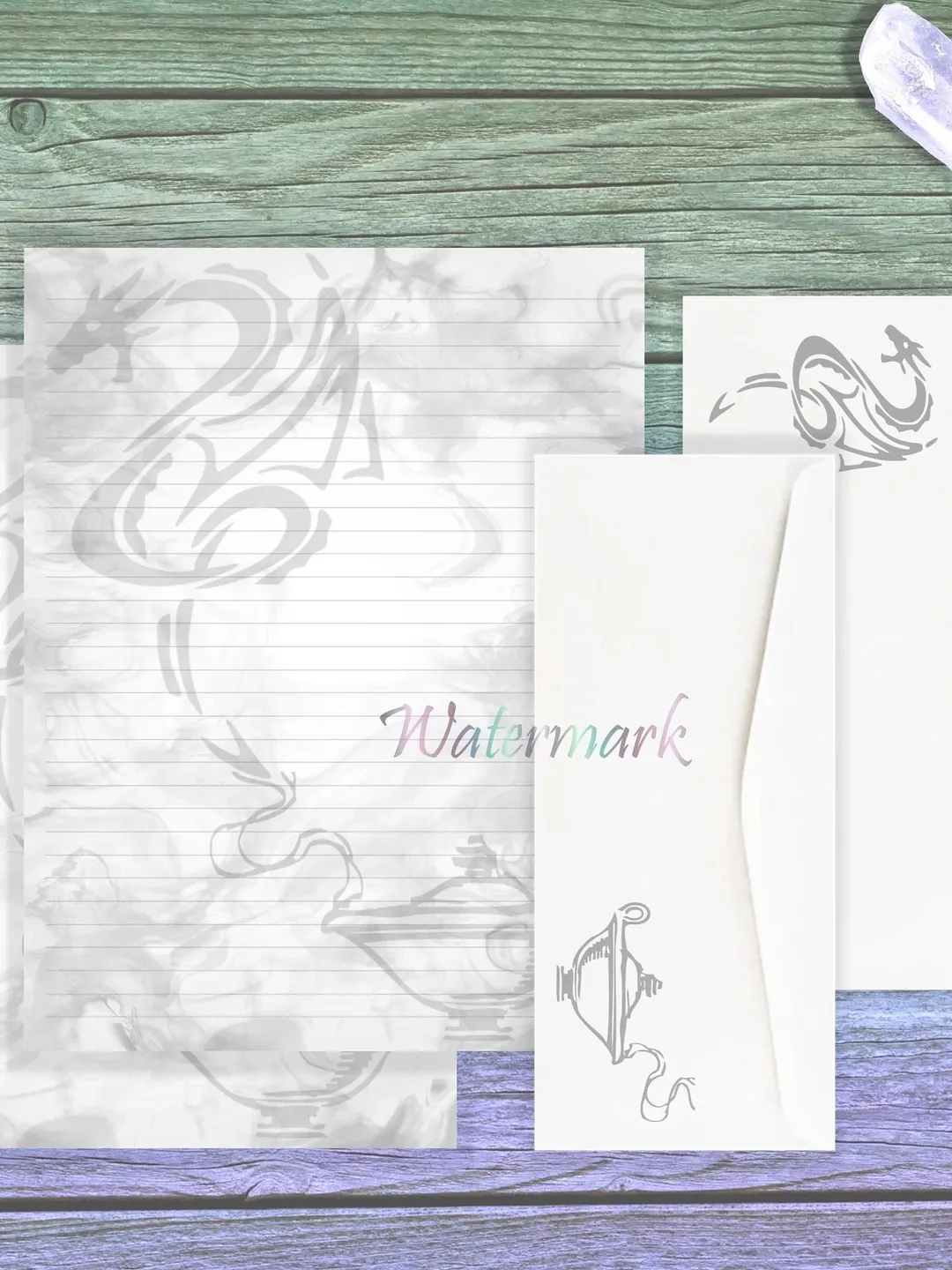 Incense Dragon Stationery Set | Pink Dragon Page | Dragon Letter Paper | Dragon Stationery Set | Dragon Journal | Fantasy Stationery Set