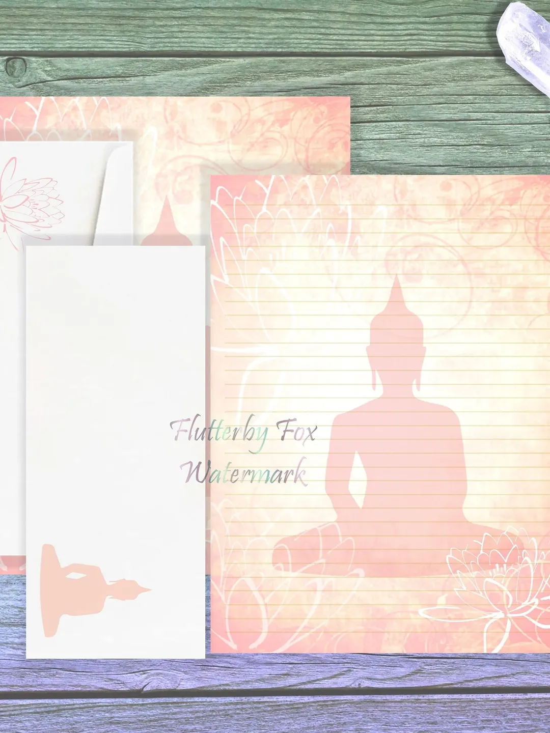 Lotus Buddha Writing Paper | Buddha Stationery | Buddhism Paper | Journal Paper | Letter Writing | Junk Journal | Feng Shui Paper Set