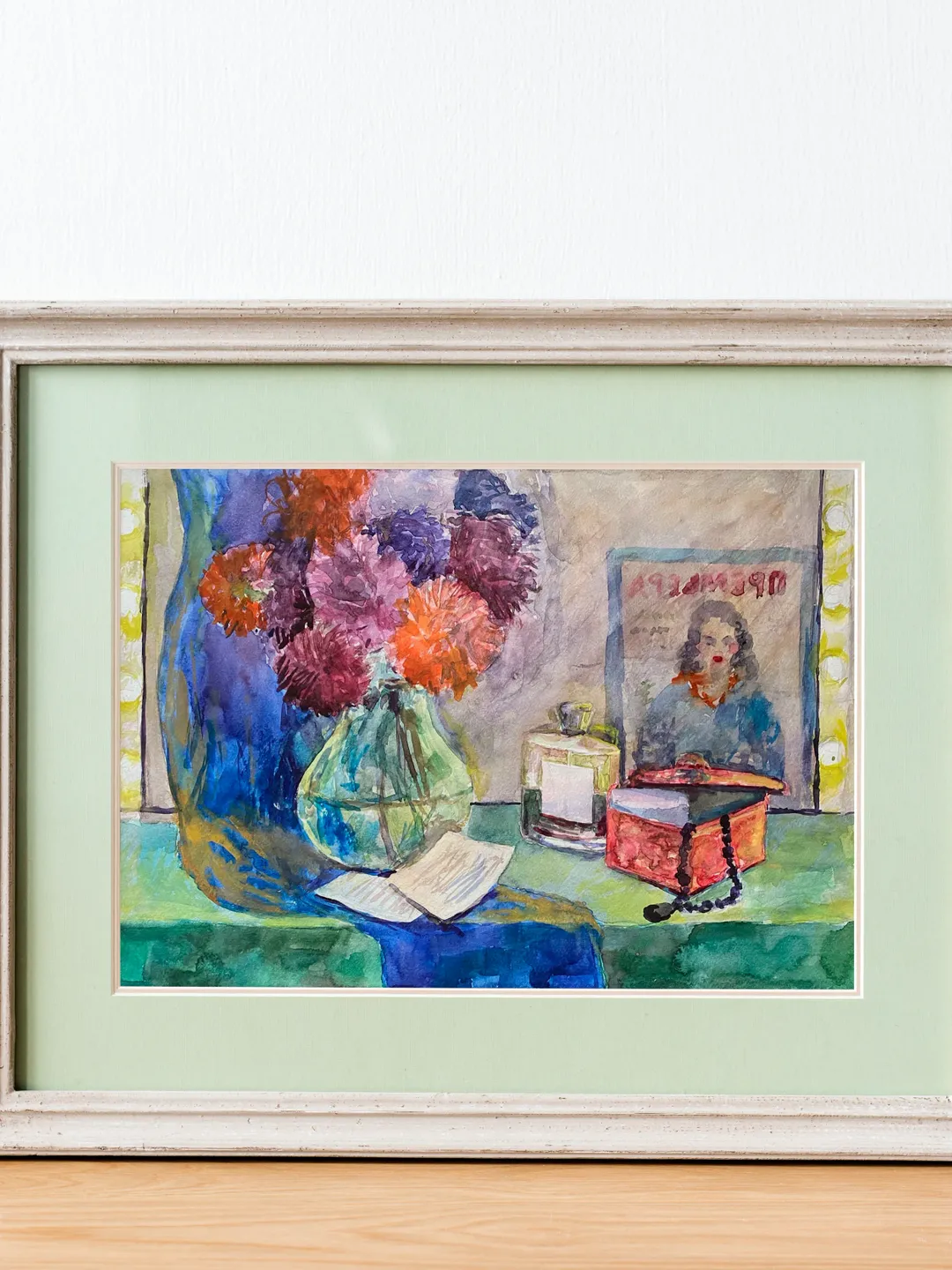 Still life with flowers,original watercolor painting,wall art,floral painting