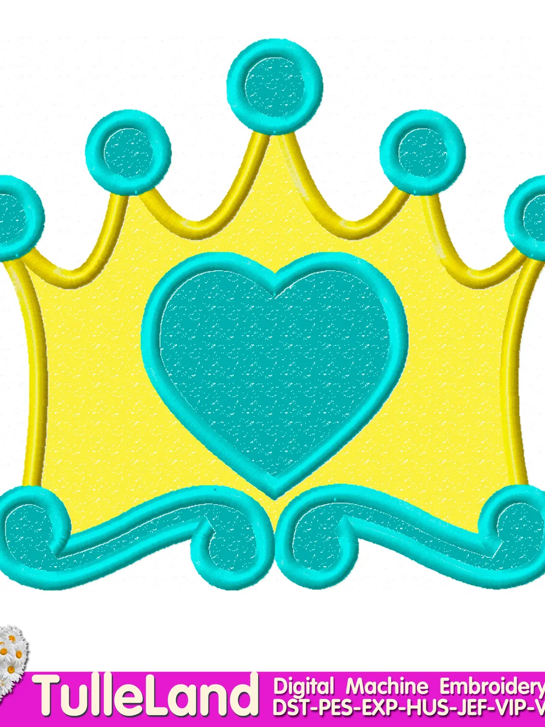 Princess Crown Tiara Girl Baby Design Applique for Machine Embroidery