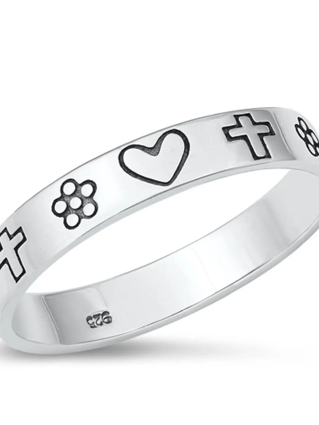 Sterling Silver Heart Cross Ring, Catholic Ring, Christian Ring, First Communion Gift, Confirmation Gift, Religious Ring, cross toe ring