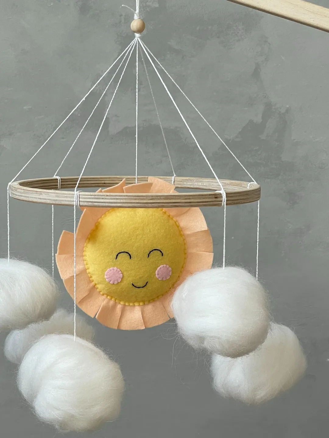 Sun baby mobile neutral nursery Boho mobile baby Clouds mobile Baby shower gift Boho nursery decor