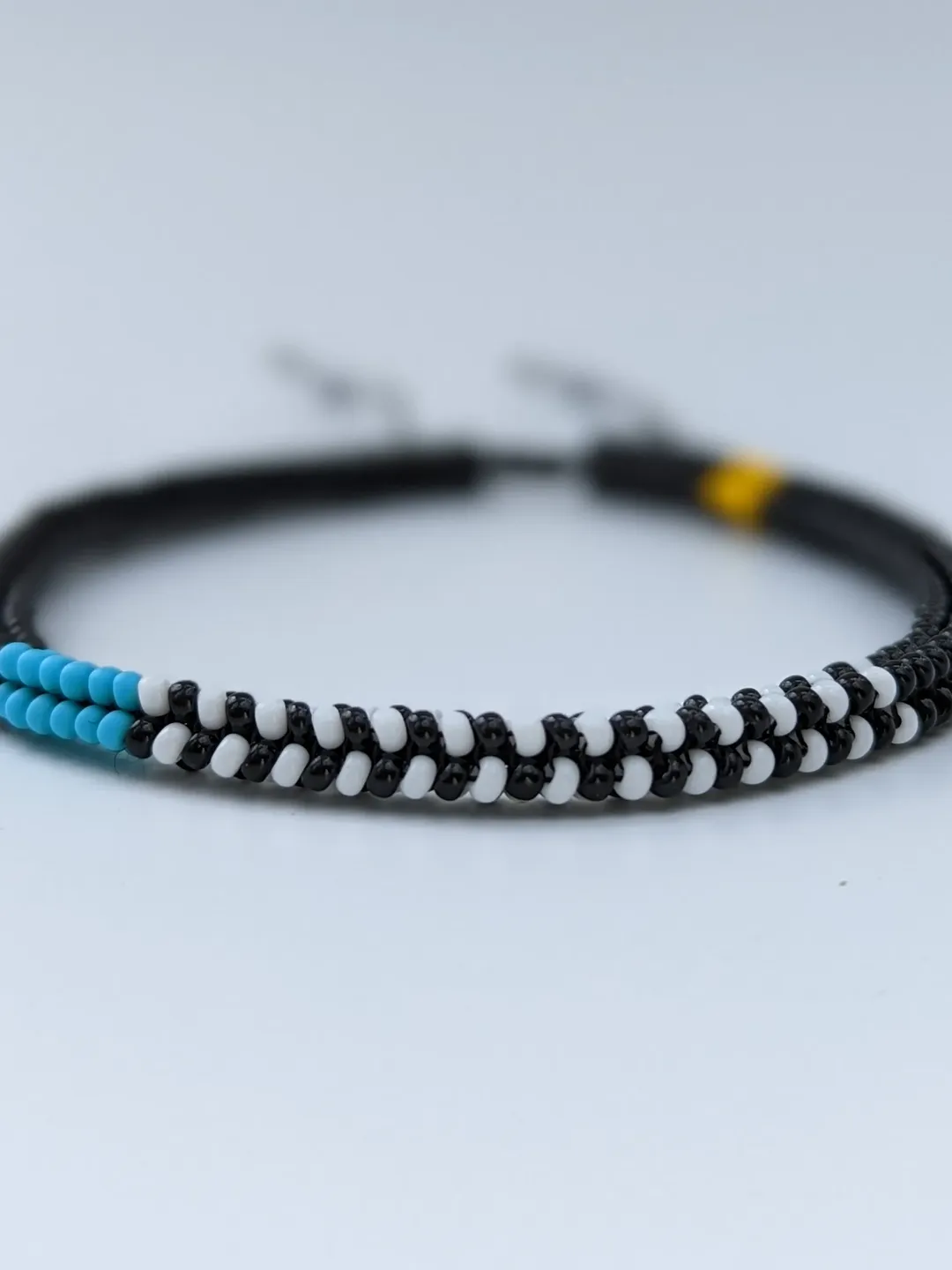Men bracelet handmade, Black colorblock beaded bracelet for him