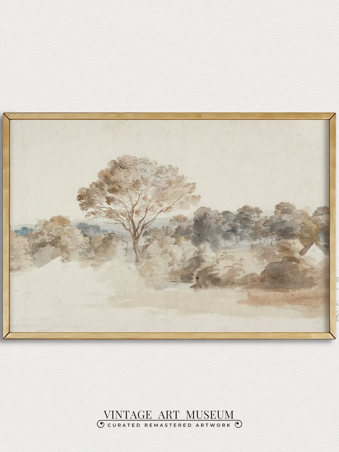 Vintage Watercolor Landscape Antique Painting, Printable Wall Art, Large Downloadable Cottagecore Decor | 19