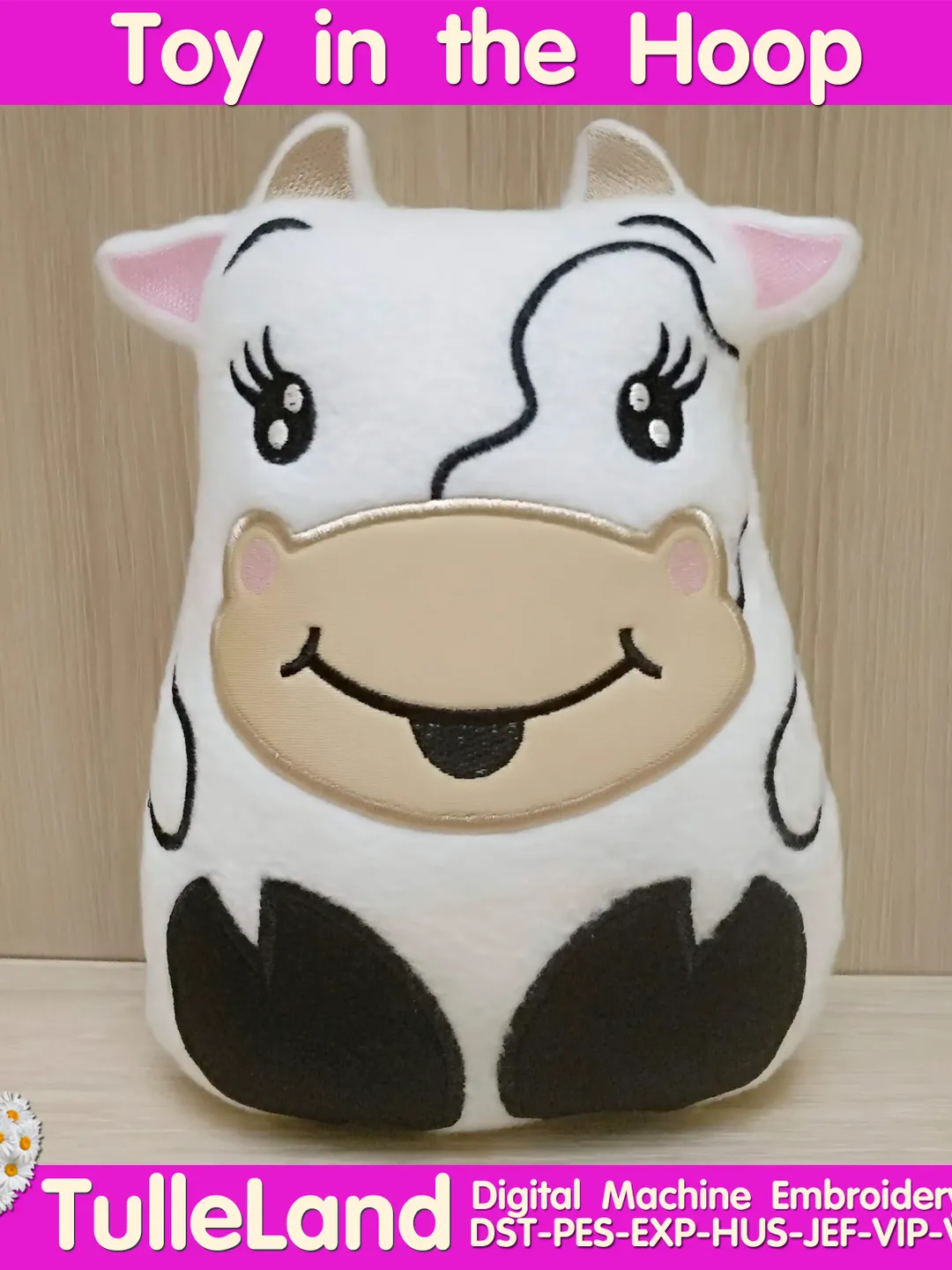 Cow toy stuffed toy In The Hoop Machine embroidery design