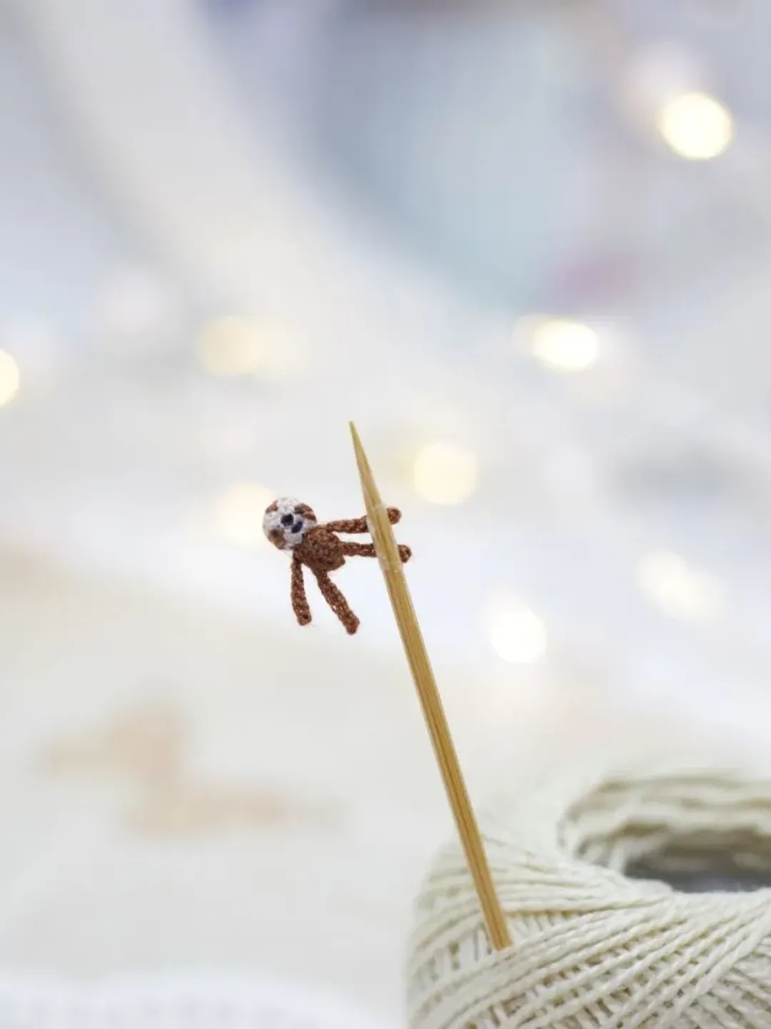 Sloth micro crochet animals dollhouse miniatures tiny crochet sloth cute gift for best friend miniature stuffed toy