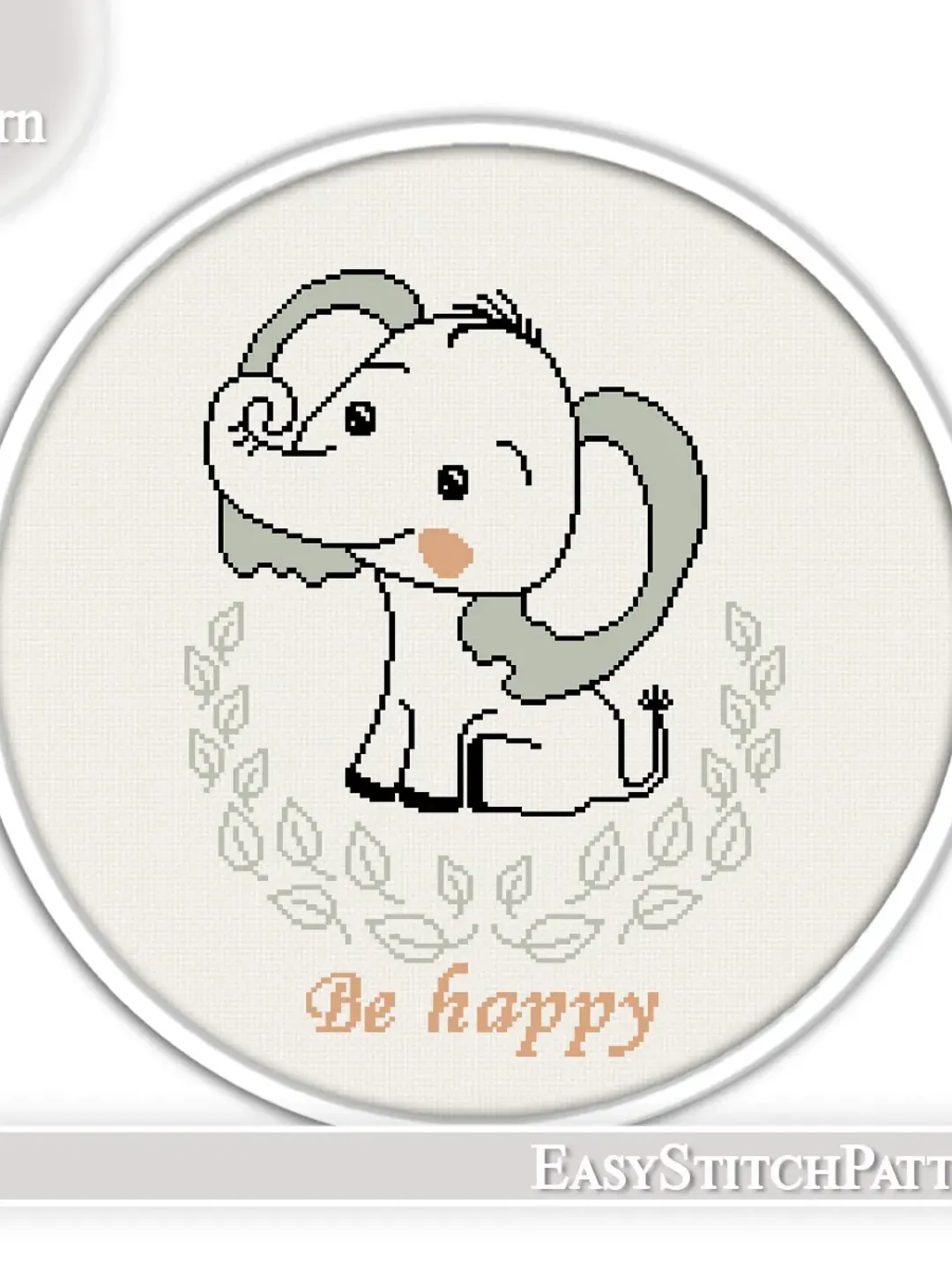 Be happy Cross Stitch Pattern. Baby Cross Stitch. Animal Cross Stitch.