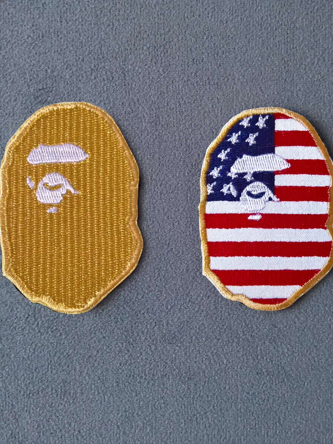 Bape Ape Head Sew on Patch Bathing ape Gold and American flag