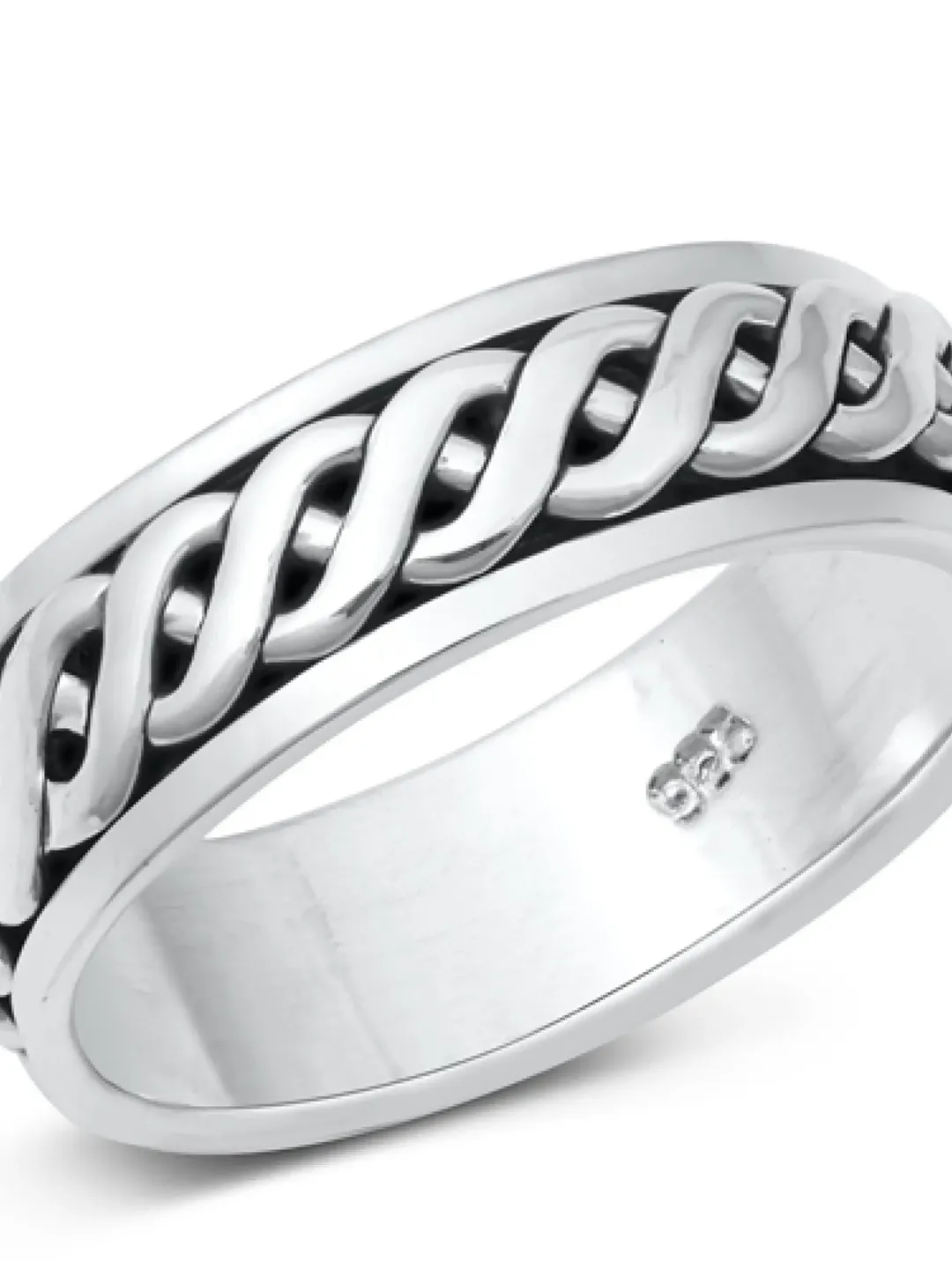 Ring for Men, Silver Ring for Men, Sterling Silver Spinner Men's Ring, Band, Chain Ring, Boyfriend ring, Men's Jewelry Size 7 to 13 #Fidget