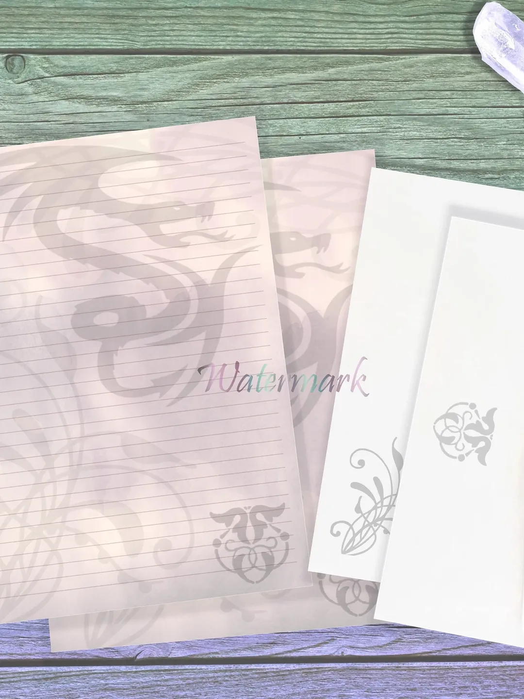 Dragon Haze Stationery Set | Pink Dragon Page | Dragon Letter Paper | Dragon Stationery Set | Dragon Journal | Fantasy Stationery Set