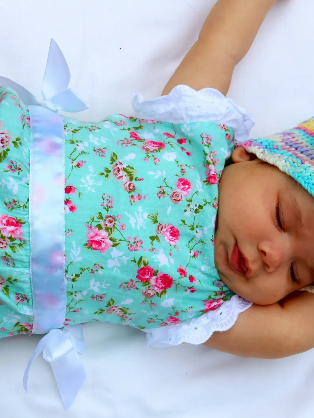 Knit Easter Baby Hat with Bow, Newborn Crib Hat, Hospital Hats, Baby Girl, Expectant Parent, Baby Shower Gift Idea, New Baby Photoshoot Prop