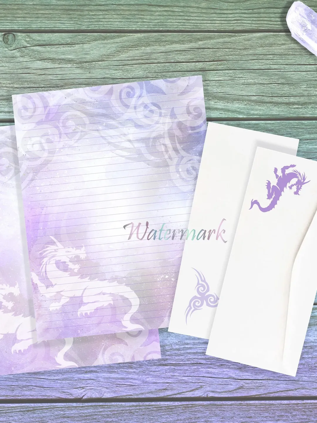 Cloud Dragon Writing Paper Set | Dragon Stationery Paper | Purple Dragon Paper | Dragon Journal | Dragon Letter Paper | Fantasy Stationery