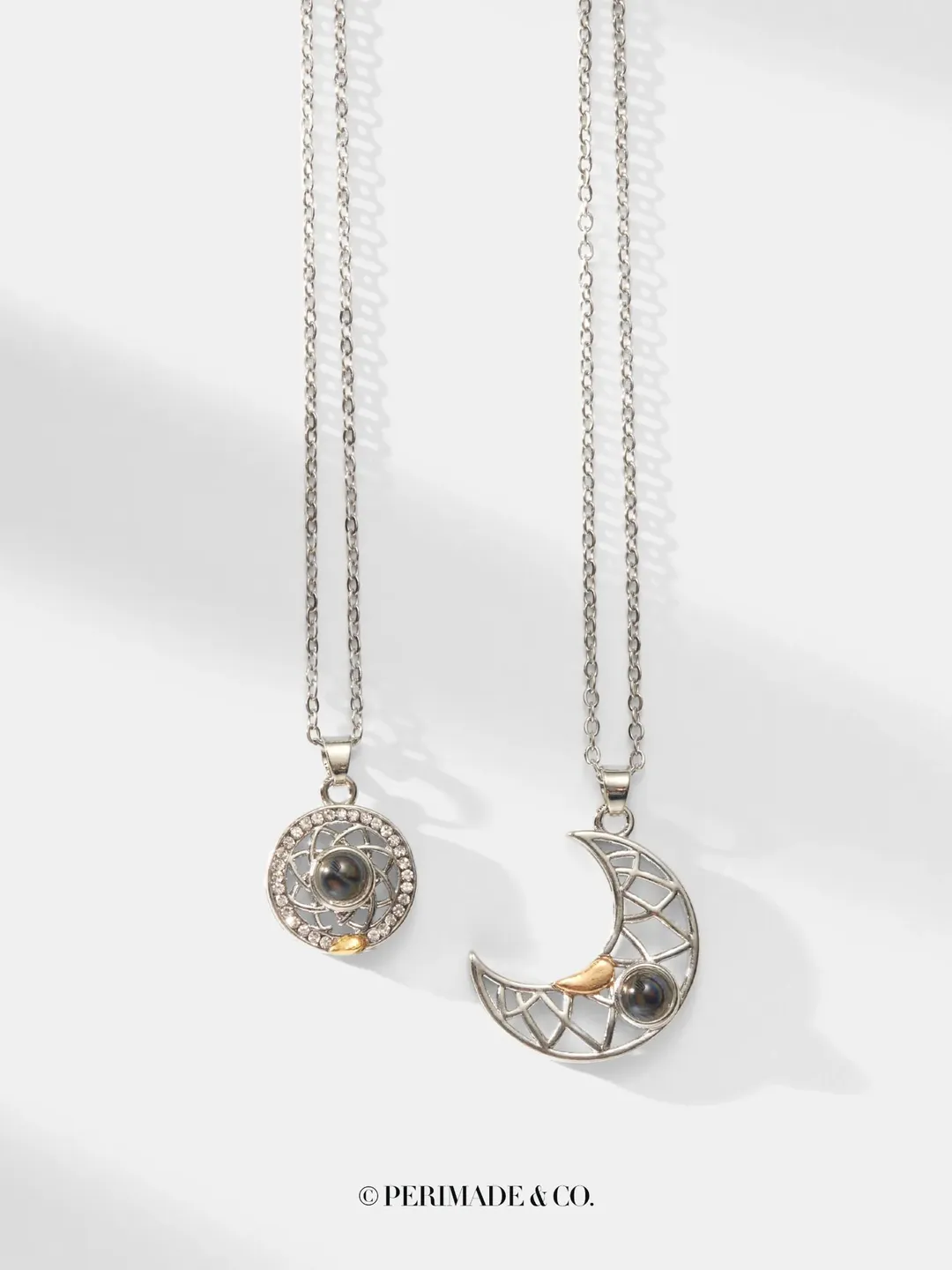 PERIMADE Sun Moon Projection Couple Necklace Female Male Accessories Jewelry Female Clavicle Chain Pendant