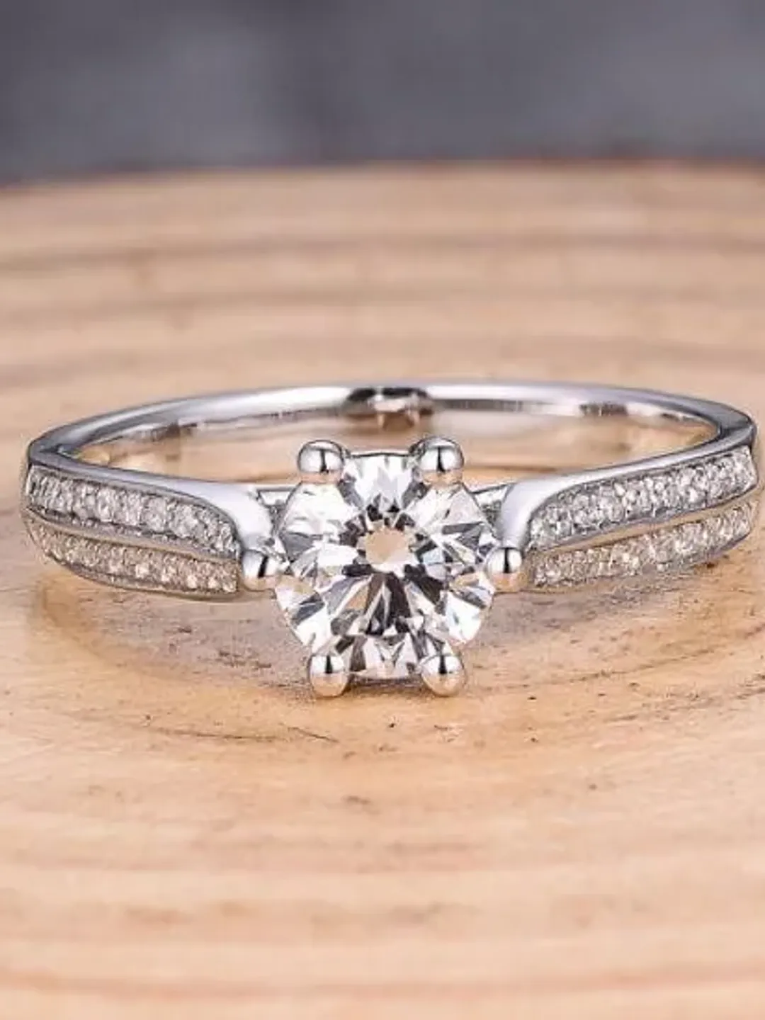 Item162- Round 5.5mm Semi Mount Ring / Engagement Ring / 14K White Gold Ring / Diamond Ring / 6 Prong Ring