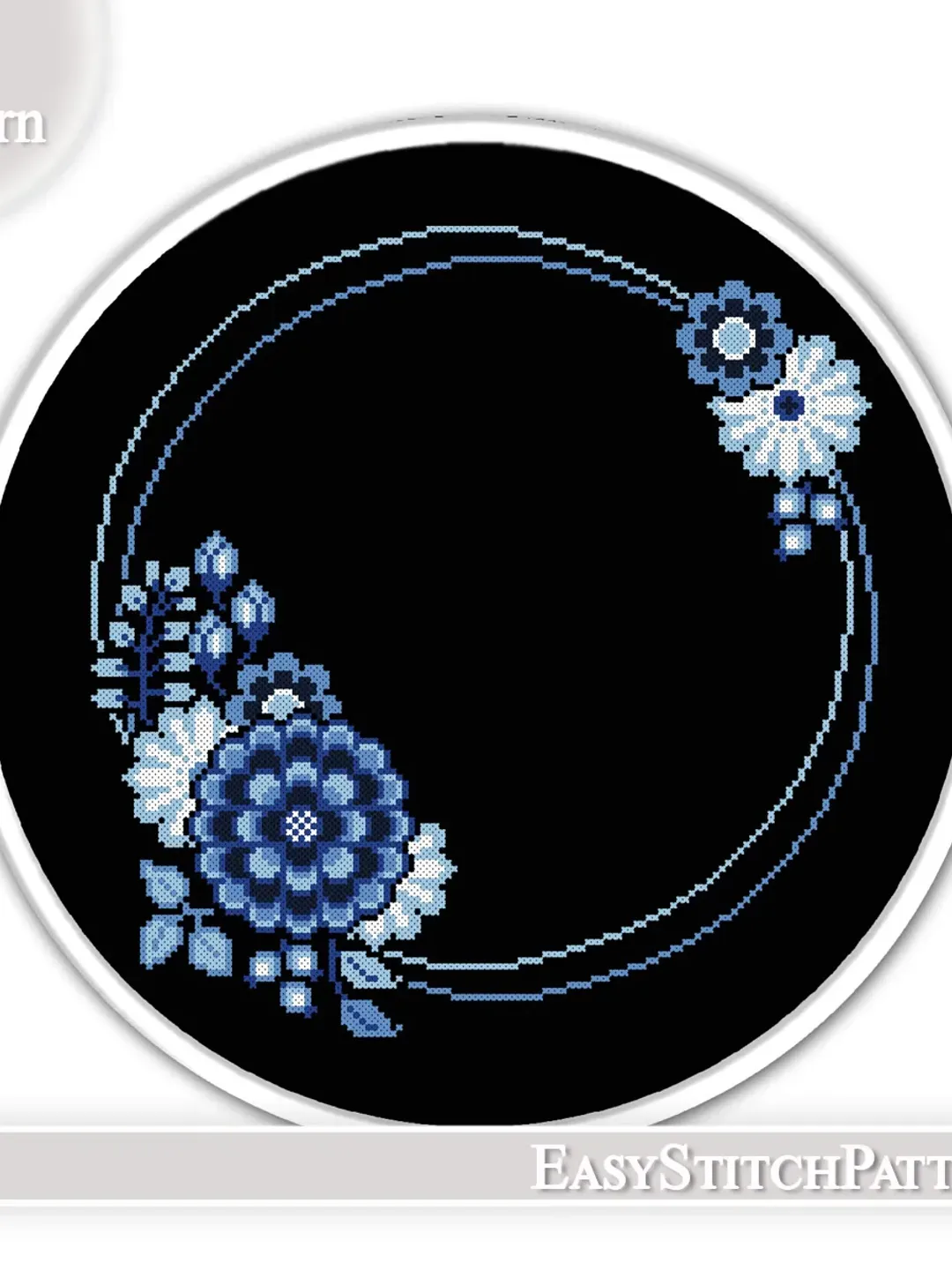 Floral Wreath cross stitch pattern. Cross stitch gift. Easy cross stitch. Hoop art.