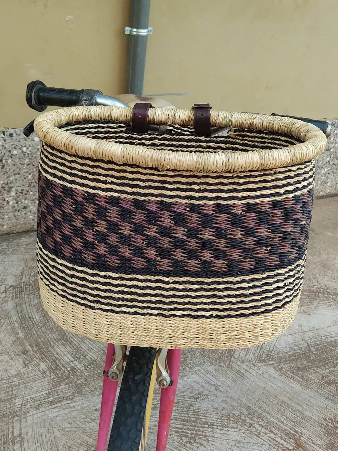Bike Basket | Market Basket | Bike Pannier | Bike Basket Bag | Shopping Basket | Ghana Woven Basket