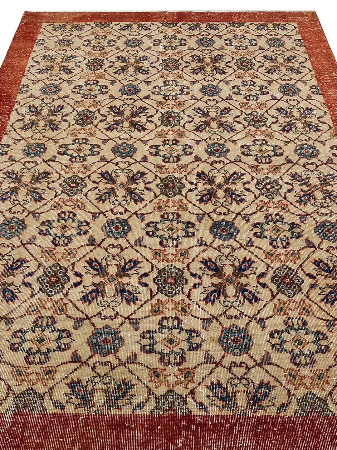 Bohemian Beauty: Hand-Woven Red Turkish Rug for Your Home