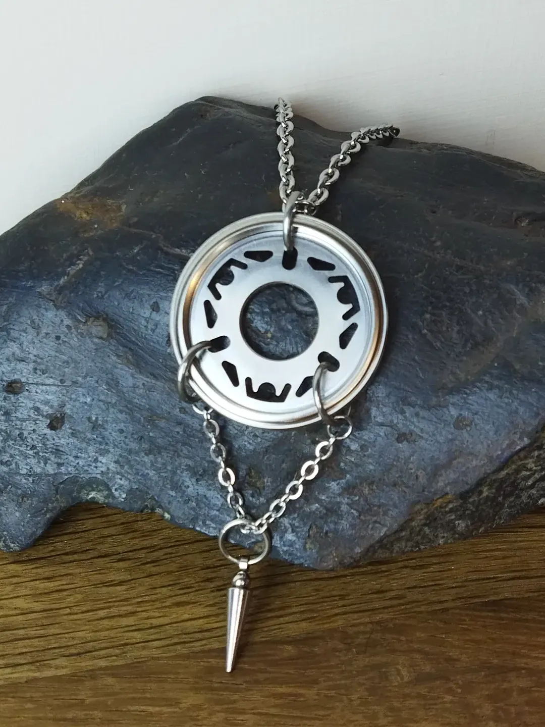 Futuristic necklace with spike Pop punk necklace Grunge necklace men Sci-fi necklace recycled