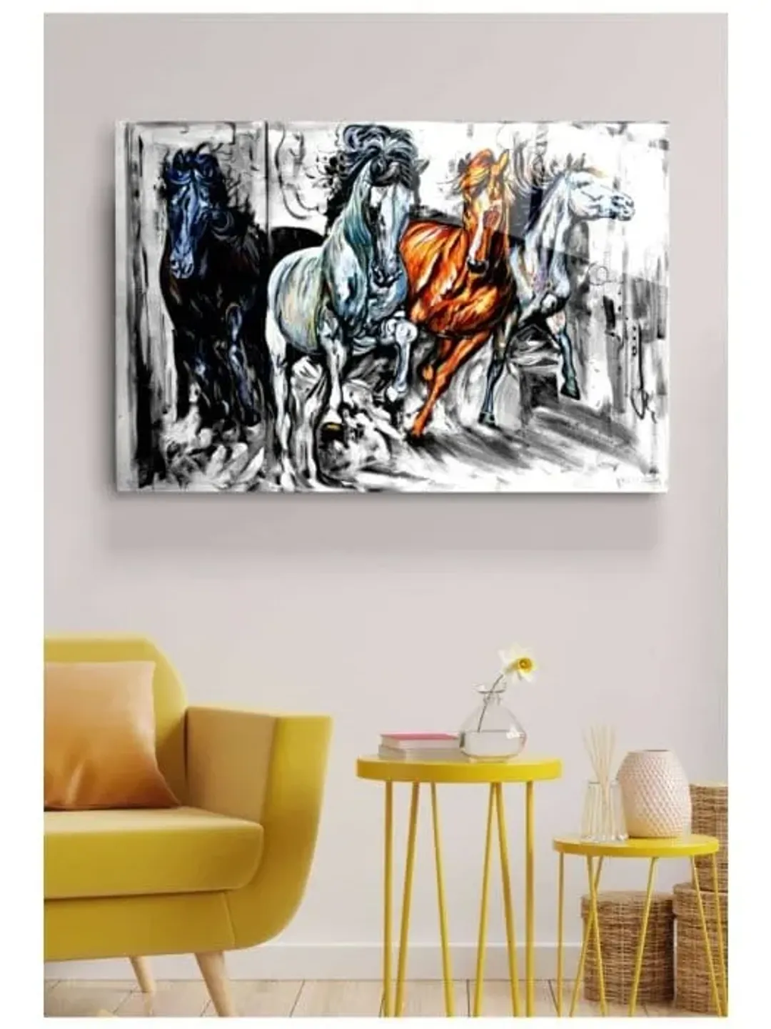 Digi-art horse Tempered Glass Printing Wall Art , Natural And Vivid Wall Decor , Modern Wall Art, Extra Large Wall Art