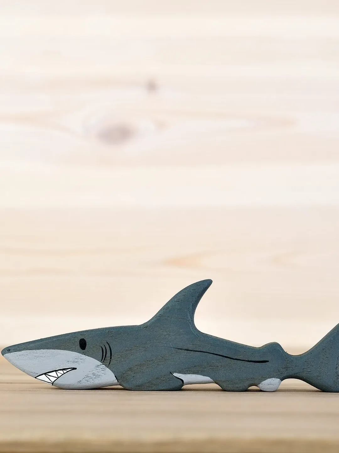 Wooden shark toy White shark figure