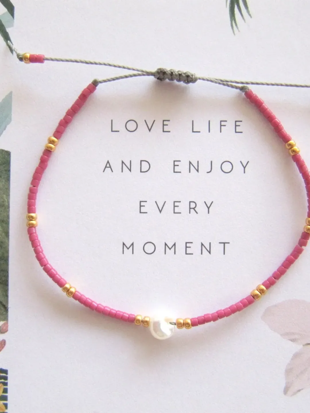 Miyuki bead bracelet and  gift Card/Dainty & Beaded Tiny beads/Miyuki bracelet,  friendship bracelet with freshwater pearl, Miyuki bracelets