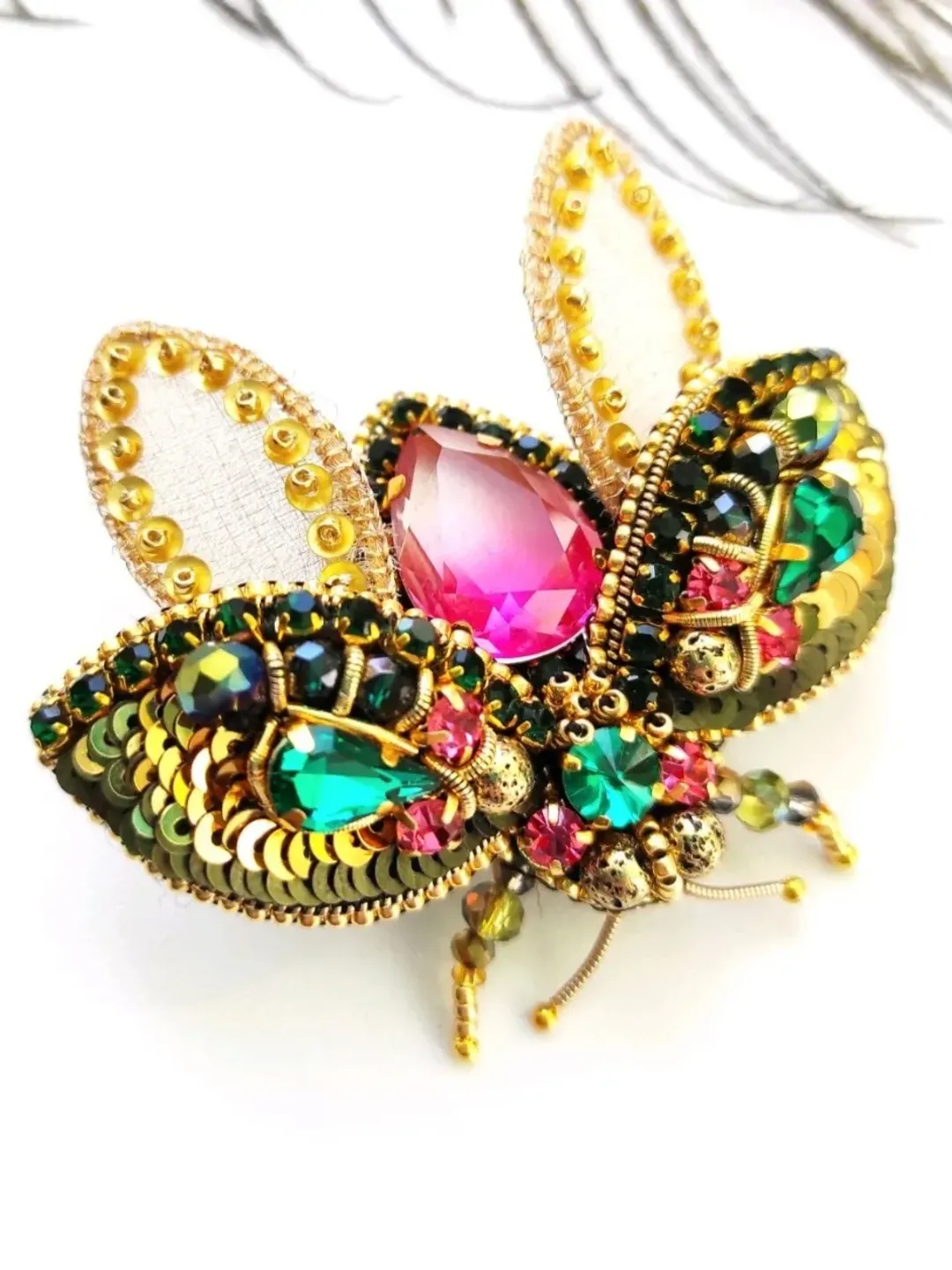 Beaded insect brooch, insect pin, mooth brooch, butterfly brooch, bug pin, bee brooch, bug brooch, insects, madam toto