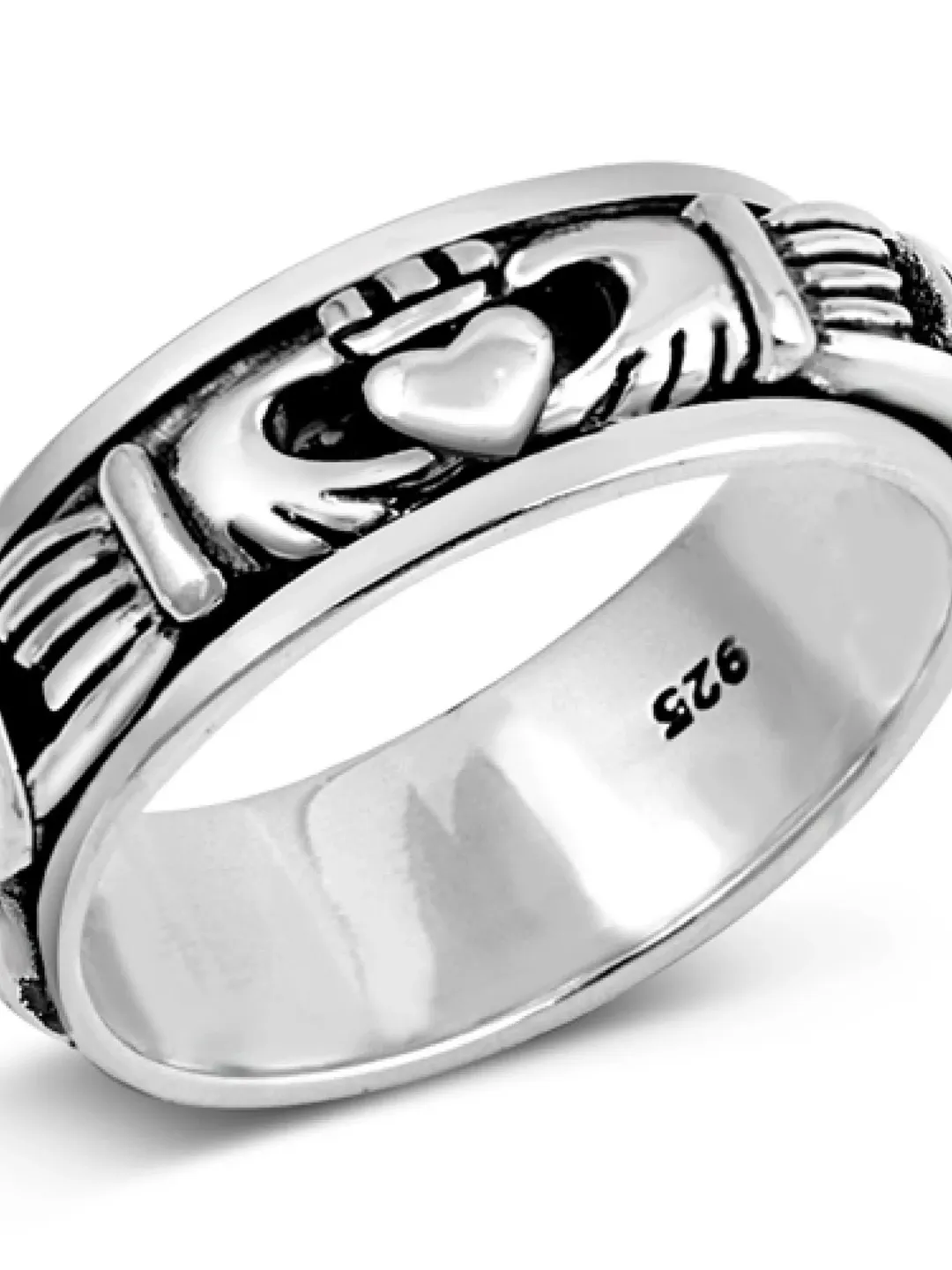 Spinner Ring for Men, Claddagh Ring, Sterling Silver Claddagh Ring with weave, Celtic Sterling Silver Ring, Claddagh Promise Ring