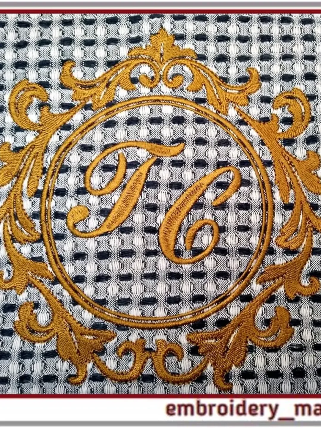 Monogram frame with curls Digital machine embroidery design