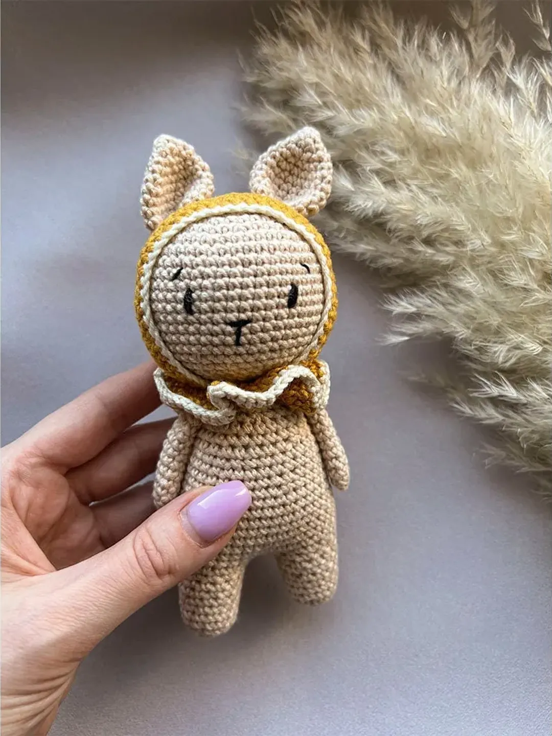 Bunny crochet rattle for baby,crochet stuffed lion,newborn soft baby rattles, first birthday gift,baby shower gift,stuffed safari animal toy