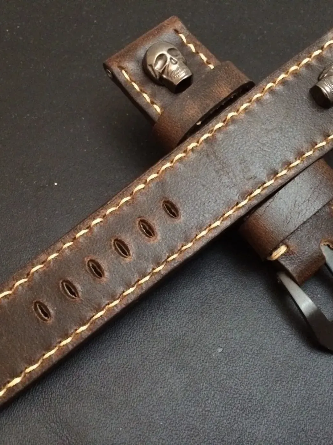 24mm straps, Handmade vintage Brown leather watch band, real leather watch strap, watch strap 24mm, 26mm, Light Brown stitching