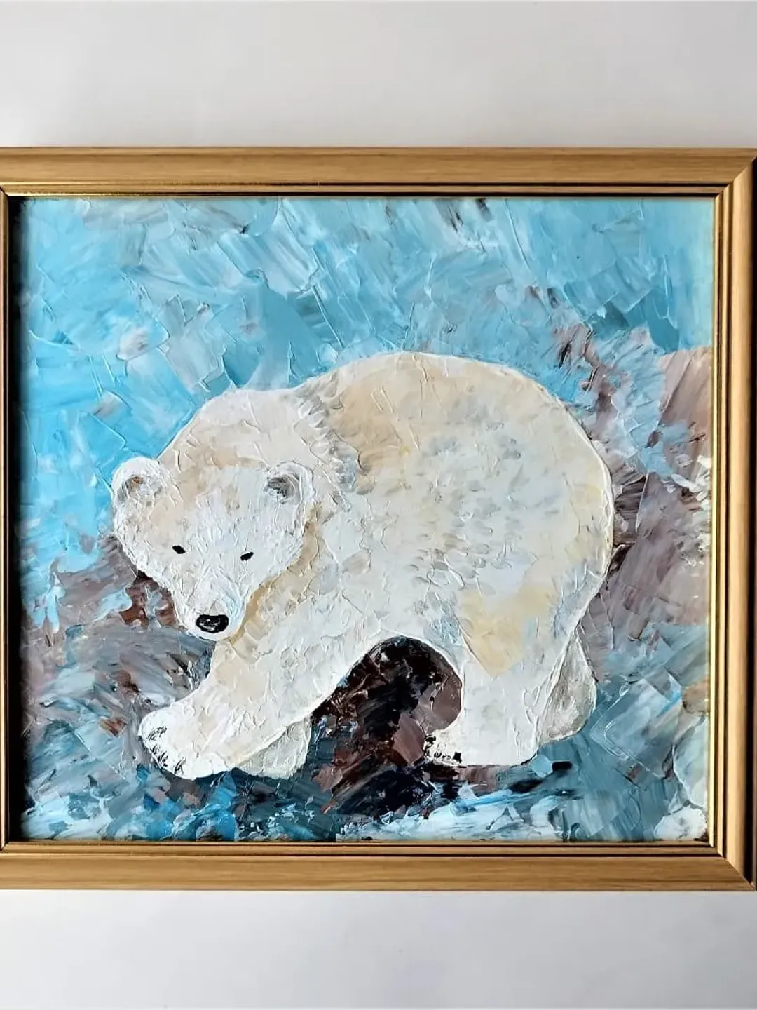 Polar Bear Painting Animal Wall Art Impasto