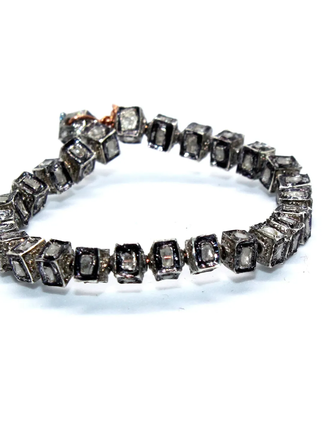 Pave Polki Diamond Beads, Cube Shape Beads, 4MM Beads, Sterling Silver Beads, Polki Beads, Jewelry Beads, Victorian Beads, Spacer Beads