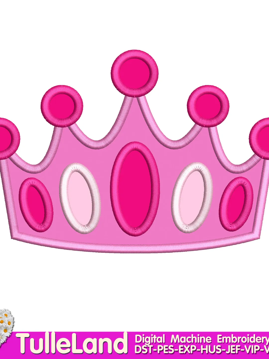 Princess Crown Tiara foe Girl Design Applique for Machine Embroidery