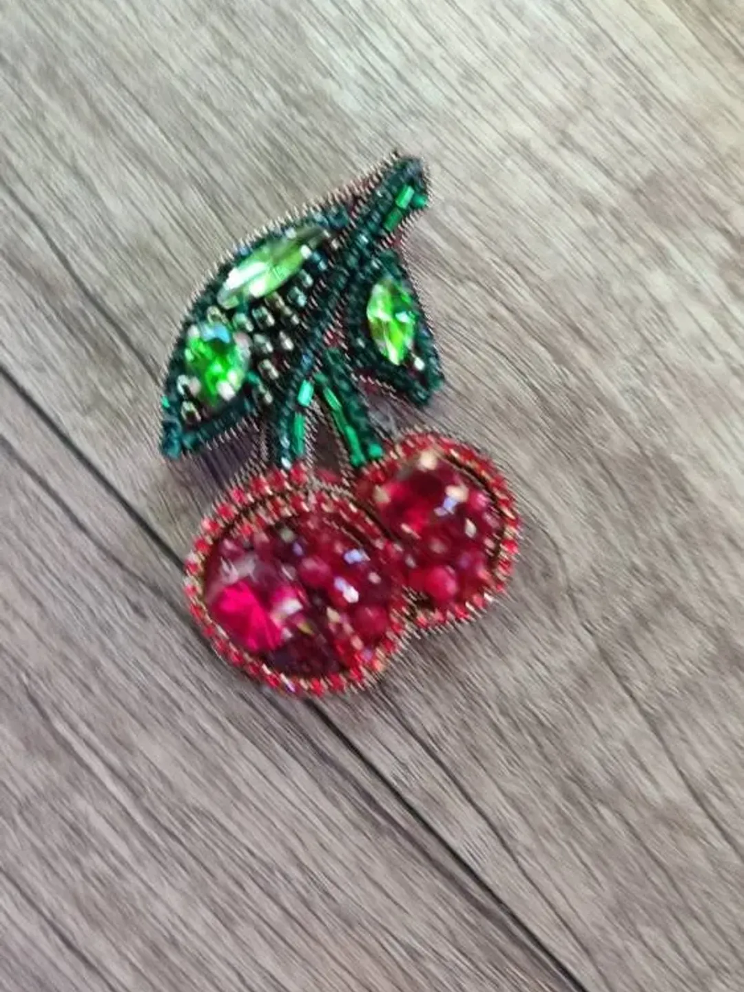 Brooch embroidery Embroidered beaded cherry brooch Embroidered accessories Embroidered gifts embroidered jewelry Embroidered pins