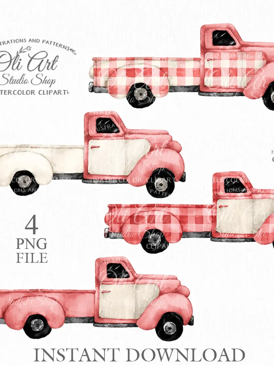 Truck Clip Art. Digital Clipart, Hand Drawn Graphics, Digital Download. OliArtStudioShop
