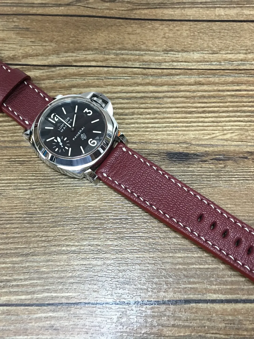Leather watch band, leather watch strap, 24mm watch band, Maroon red watch band, 24mm watch strap, 26mm strap, watch band, FREE SHIPPING