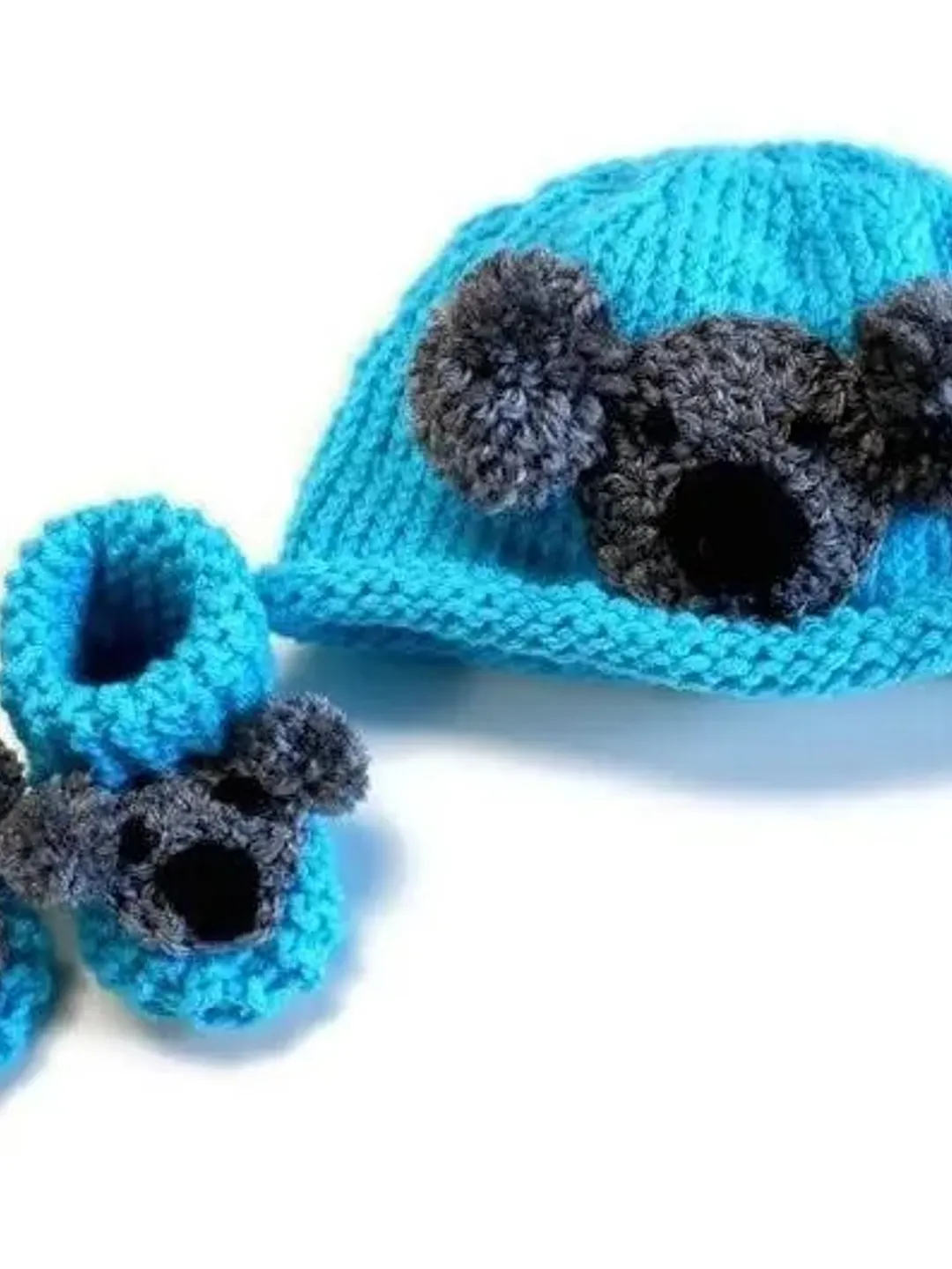 Koala Bear Hat and Booties Set for New Babies, Newborn Crib Hat and Shoes, Infant Socks, Expectant Parents, Baby Shower Gift Ideas for Moms