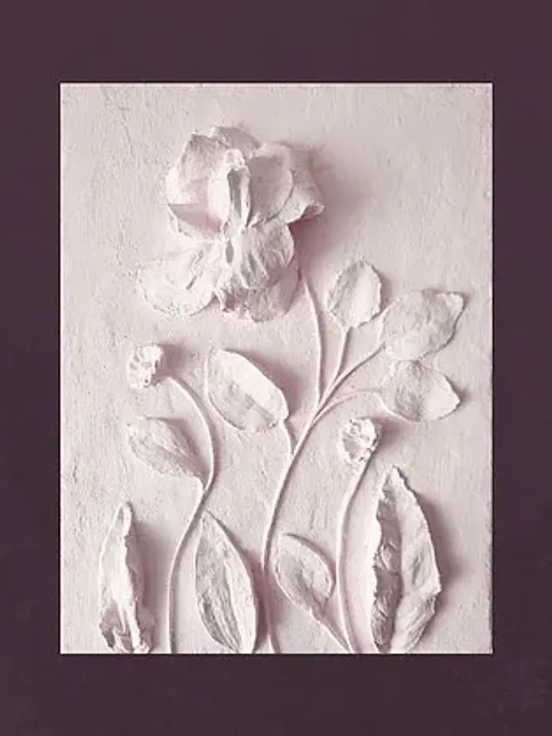 Rose sculpture with gold dust Wall sculpture art 3d flower light pink bas-relief