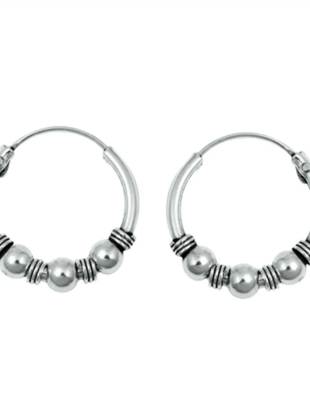 Hoop Earrings, solid 925, Sterling Silver hoop Loop earrings, Bali Sterling Silver Hoop Earrings, 3mm thick 15mm Diameter, Antique patina