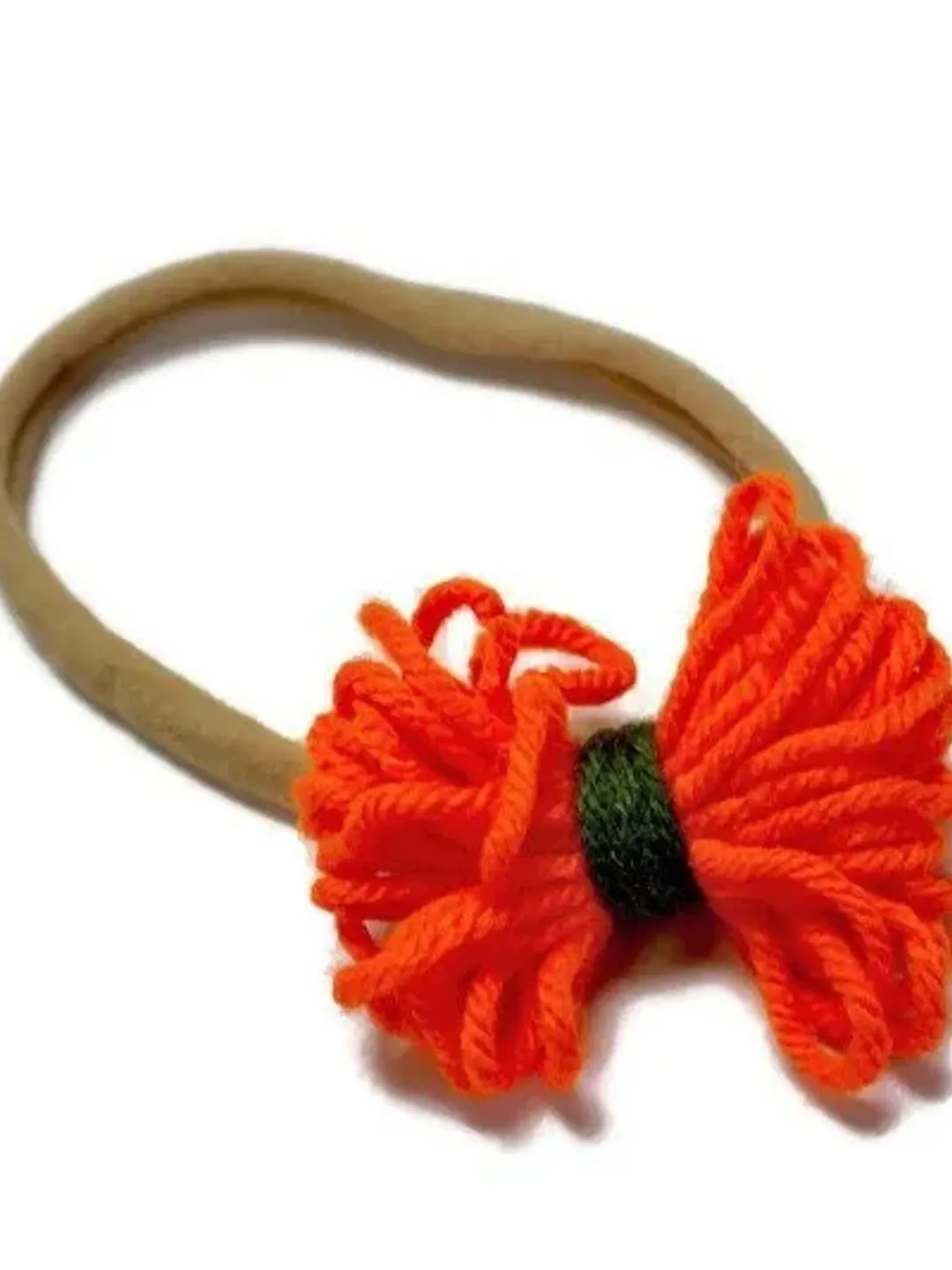 Pumpkin Hair Bow, Nylon Headband for Babies, Gifts for Little Girls, Halloween Hair Accessories, Fall Orange Pumpkins, Thanksgiving Pies