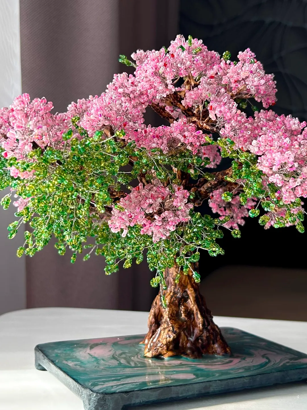 Beaded azalea blossom tree | tree ornament | art | realistic tree ...